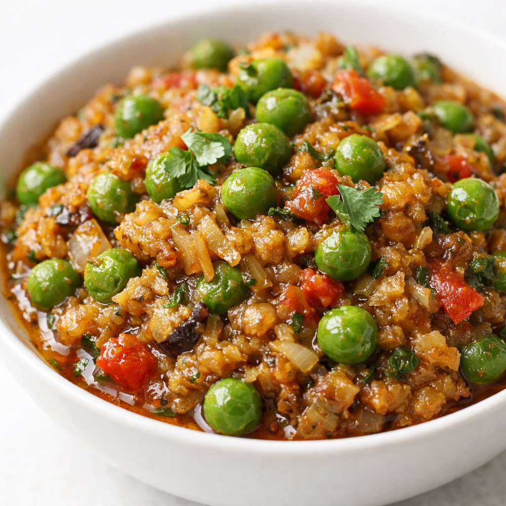 Peas brinjal bhartha