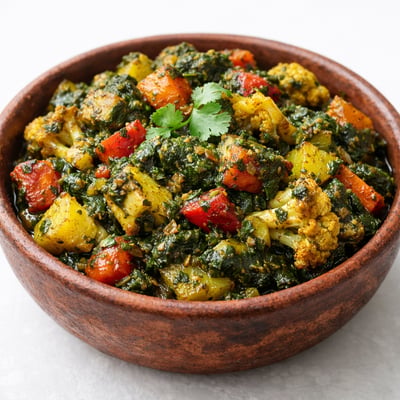 Baked vegetables with spinach