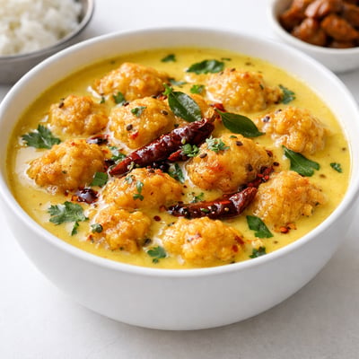 Besan kadhi with pakodies