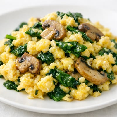 Spinach mushroom scrambled egg