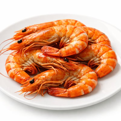 Orange tiger prawns
