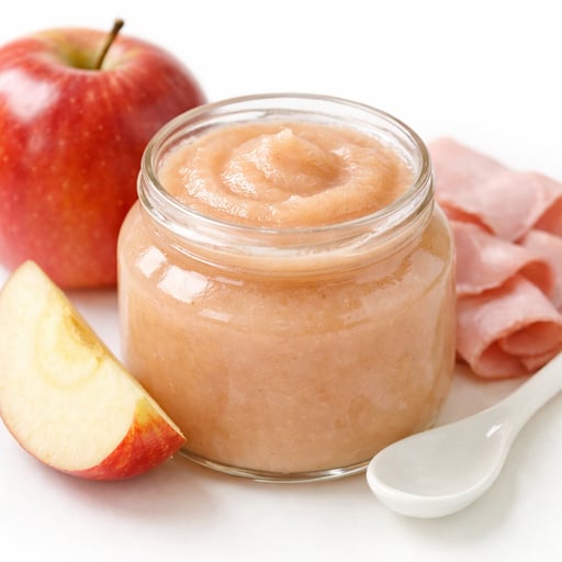 Babyfood, apples with ham, strained