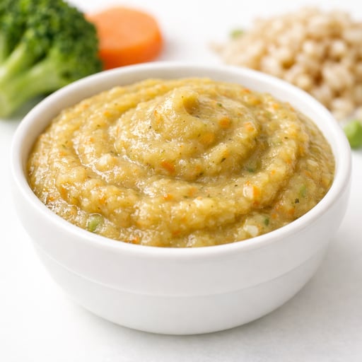 Babyfood, vegetable and brown rice, strained