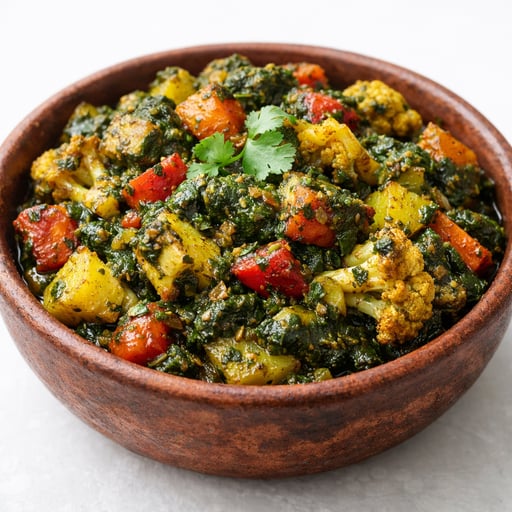 Baked vegetables with spinach