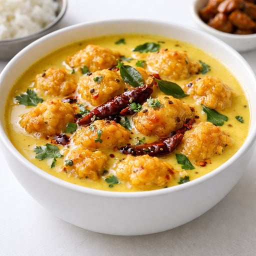 Besan kadhi with pakodies