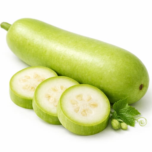 Bottle gourd, elongate, pale green