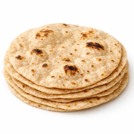 Bread, chapati or roti, whole wheat, commercially prepared, frozen