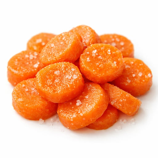 Carrots, frozen, cooked, boiled, drained, with salt