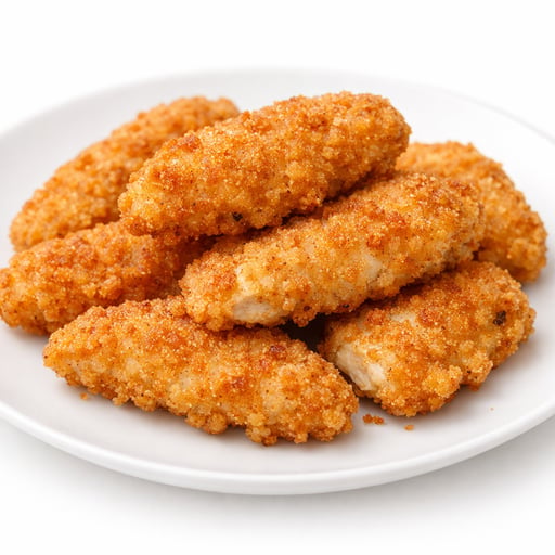 Chicken breast tenders, breaded, cooked, microwaved