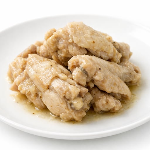 Chicken, broilers or fryers, wing, meat only, cooked, stewed