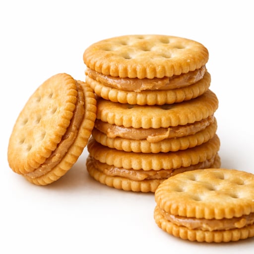 Crackers, standard snack-type, sandwich, with peanut butter filling