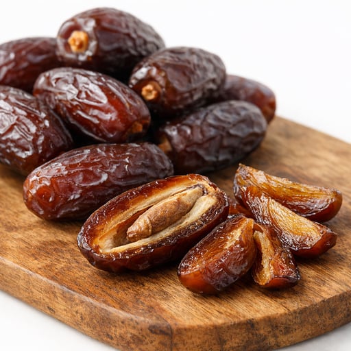 Dates, dry, dark brown