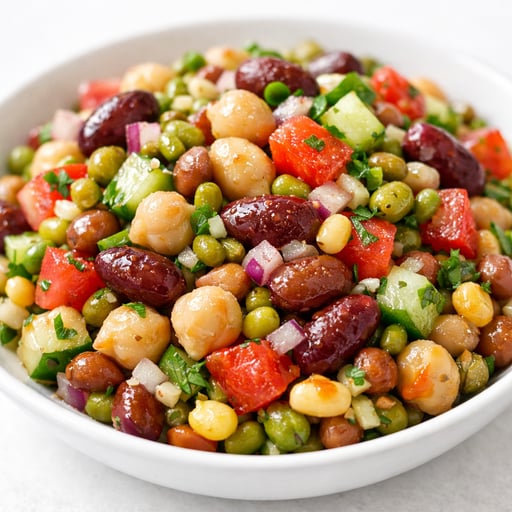 Mixed pulse and vegetable salad
