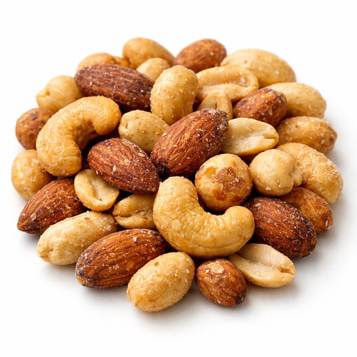 Nuts, mixed nuts, dry roasted, with peanuts, with salt added