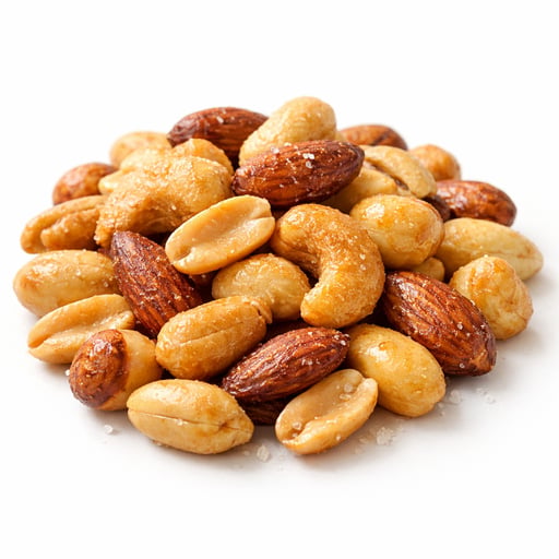 Nuts, mixed nuts, oil roasted, with peanuts, lightly salted