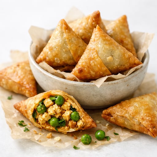 Paneer and pea samosa