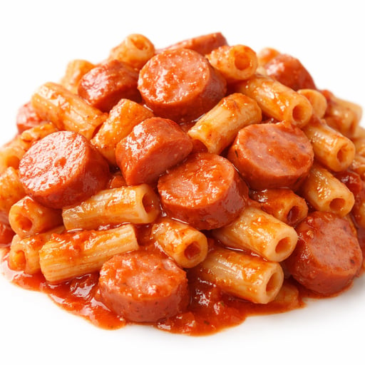Pasta with Sliced Franks in Tomato Sauce, canned entree