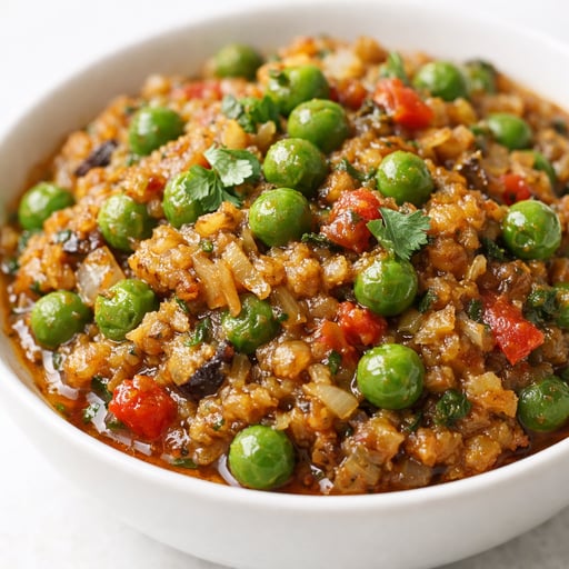 Peas brinjal bhartha