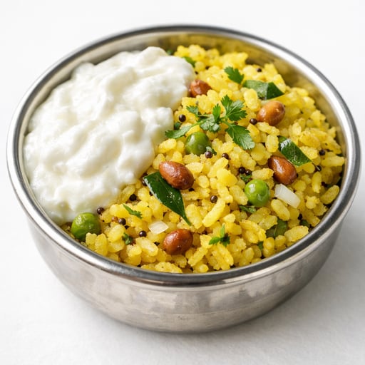 Poha with curd