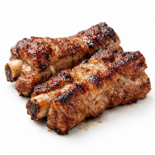 Pork, fresh, loin, country-style ribs, separable lean and fat, bone-in, cooked, broiled