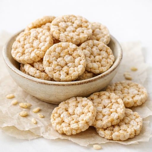 Snacks, rice cakes, brown rice, plain, unsalted