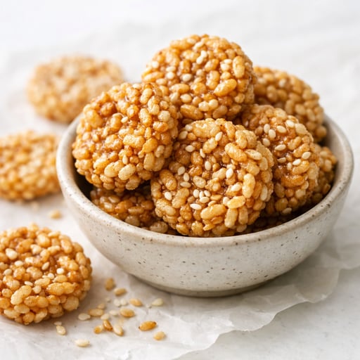Snacks, rice cakes, brown rice, sesame seed