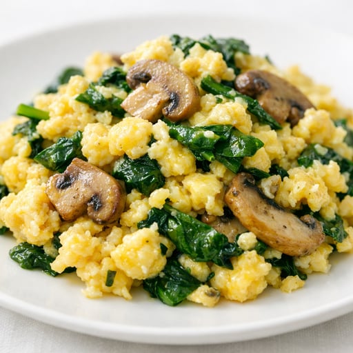 Spinach mushroom scrambled egg