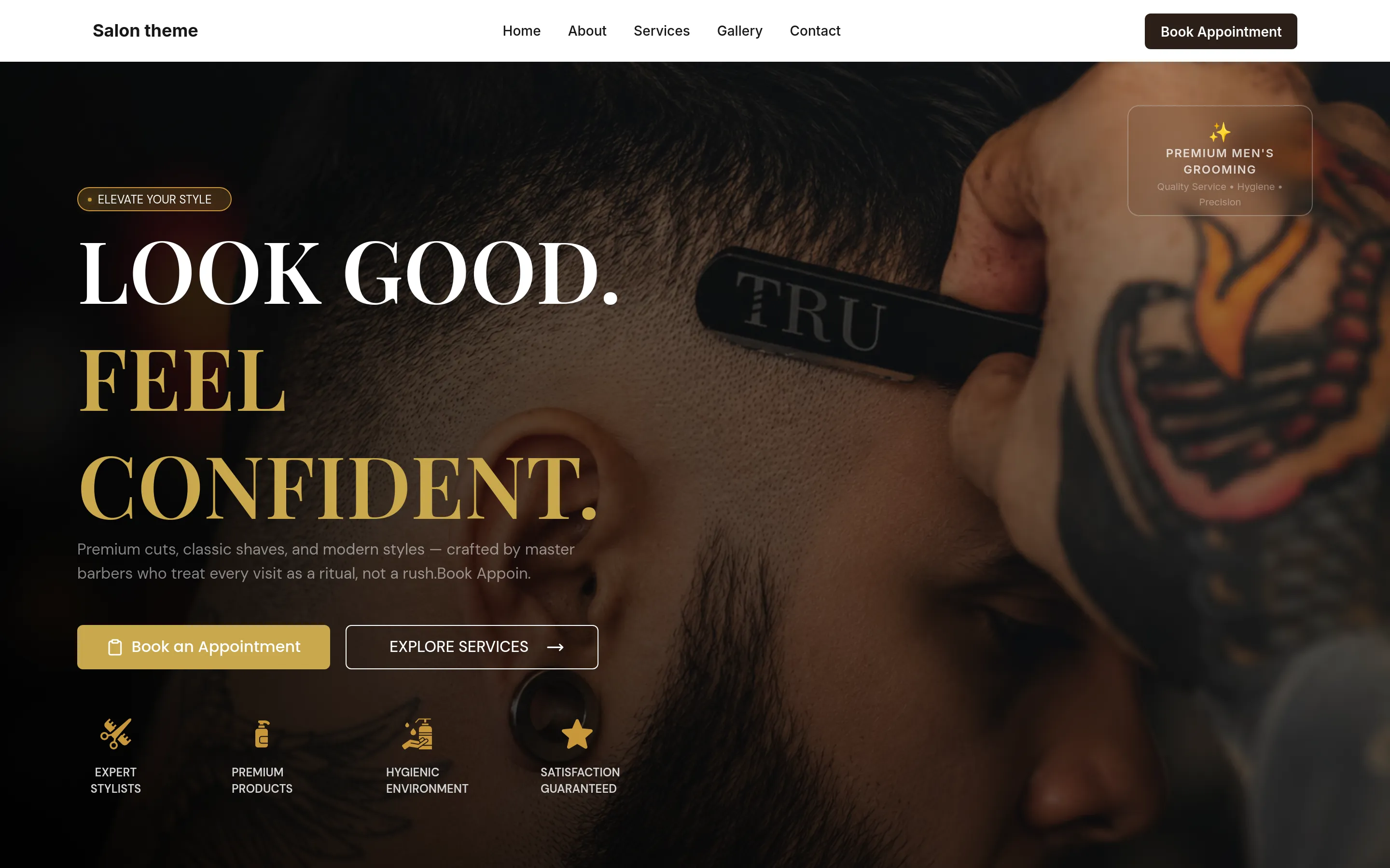 Premium Salon Theme — Homepage